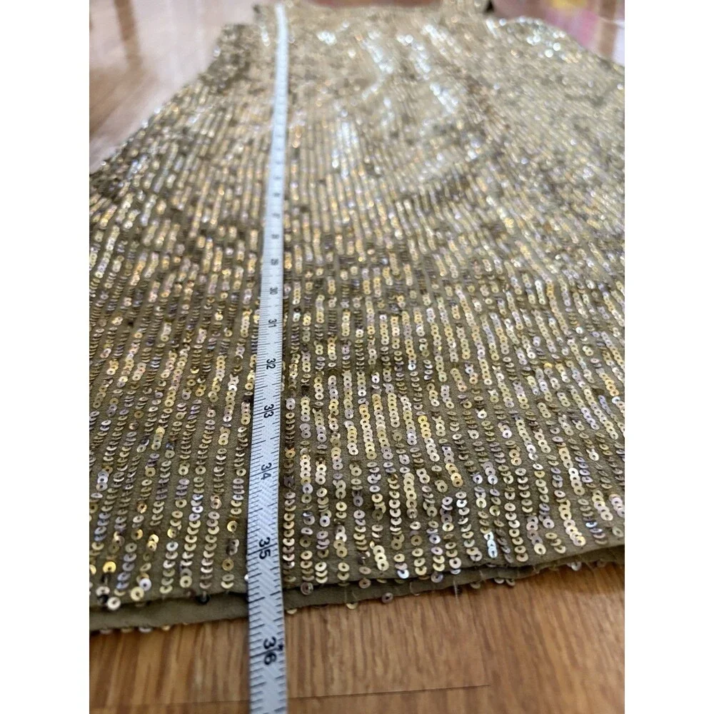 J Crew Collection Gold Sequin Sleeveless Silk Shift Dress Size 0 - Picture 7 of 8